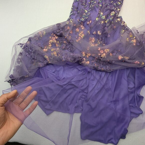 NWT Stacees Strapless Purple Floral Dress - Size 2 - Picture 14 of 17